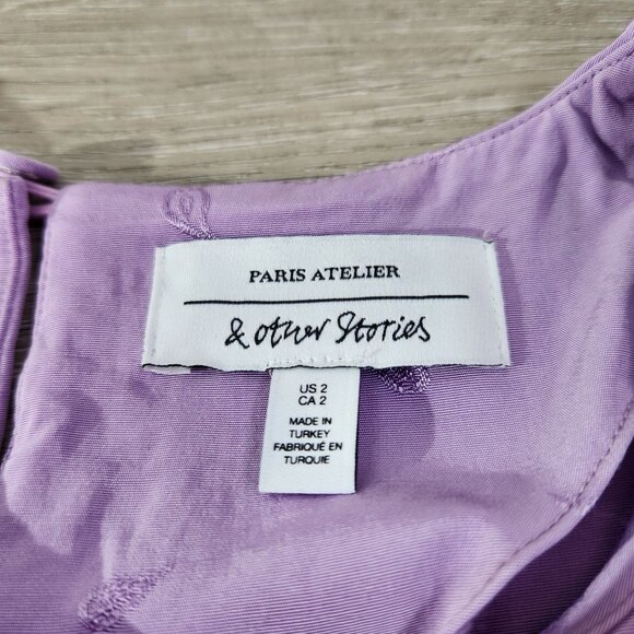 Paris Atelier & Other Stories Lavender Midi Dress With Knot Detail Womens Size 2 - Picture 6 of 16